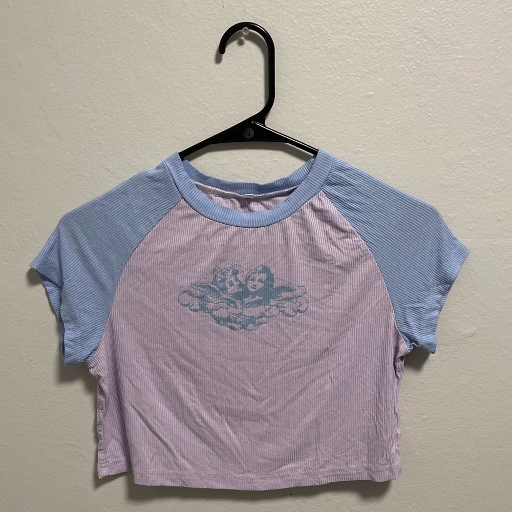 figure print colorblock crop tee